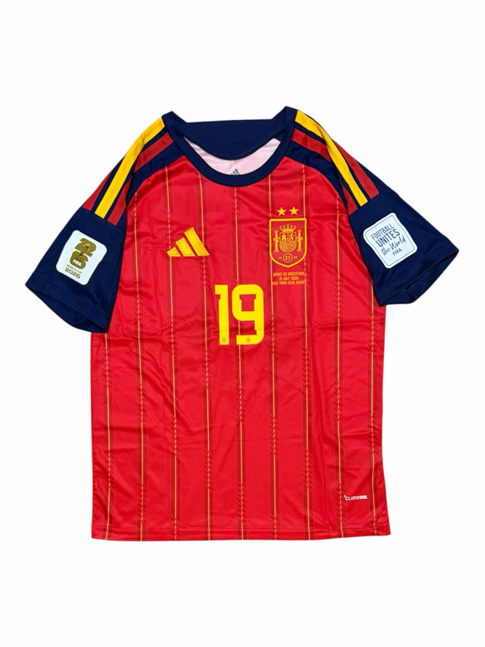 2026 world cup Spain final home kit with final patch. Lamine Yamal soccer jersey